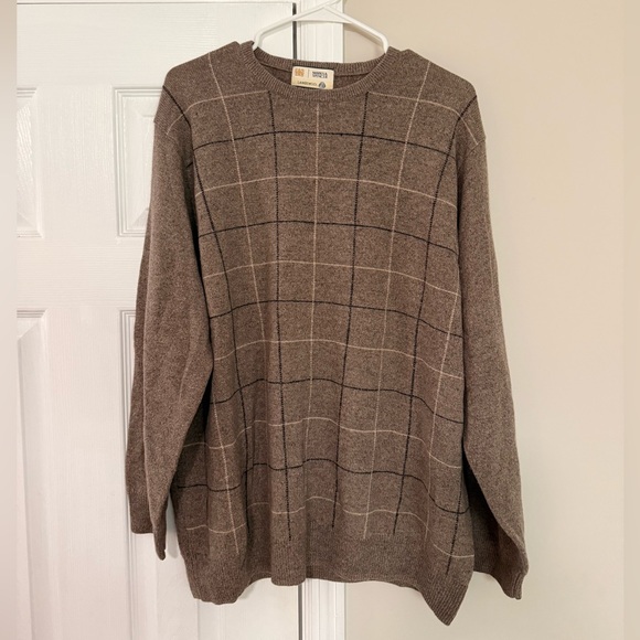 Vintage Marks & Spencer 100% Lambswool Men's Plaid Crewneck Sweater // Size XL - Picture 1 of 6